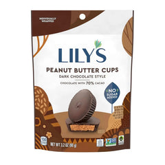 LILY'S Dark Chocolate Style No Sugar Added Peanut Butter Cups, Sweets Bag, 3.2 oz