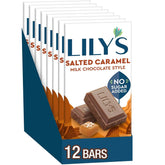 LILY'S Salted Caramel Milk Chocolate Style No Sugar Added Bars, 2.8 oz, 12 Ct