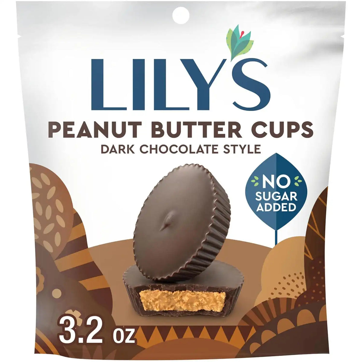 LILY'S Dark Chocolate Style No Sugar Added Peanut Butter Cups, Sweets Bag, 3.2 oz