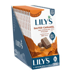 LILY'S Salted Caramel Milk Chocolate Style No Sugar Added Bars, 2.8 oz, 12 Ct